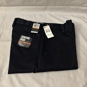 Dockers New Men's Signature D3 Flat Front Khaki Pants Navy